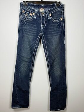 TRUE RELIGION | Y2K 00s Joey Super T Low Rise Blue Thick Stitch Jeans